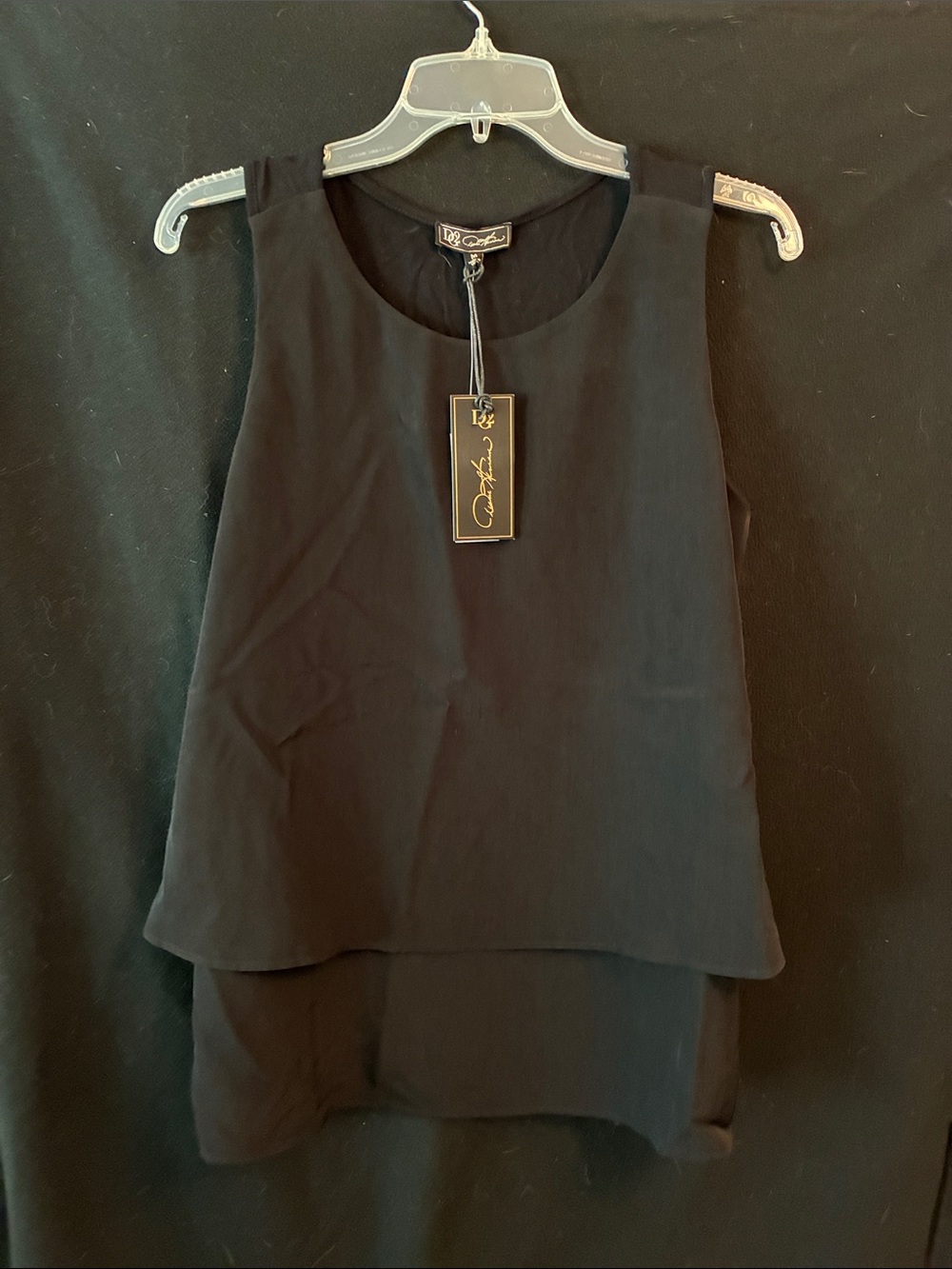 DG2 by Diane Gilman Black Double-Layer Sleeveless Camisole